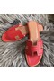 Hermes Oran Perforated Sandals In Red Epsom Leather Replica