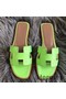 Hermes Oran Sandals In Apple Green Lizard Leather Replica