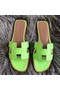 Hermes Oran Sandals In Apple Green Lizard Leather Replica