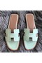 Hermes Oran Sandals In Aqua Lizard Leather Replica