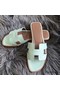 Hermes Oran Sandals In Aqua Lizard Leather Replica