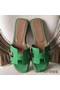 Hermes Oran Sandals In Bamboo Epsom Leather Replica