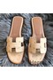 Hermes Oran Sandals In Beige Ostrich Leather Replica