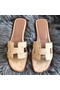 Hermes Oran Sandals In Beige Ostrich Leather Replica
