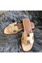 Hermes Oran Sandals In Beige Ostrich Leather Replica
