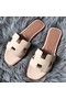 Hermes Oran Sandals In Beton Clemence Leather Replica