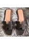Hermes Oran Sandals In Black Ostrich Leather Replica
