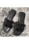Hermes Oran Sandals In Black Suede With Black Crystal Replica