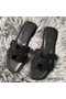 Hermes Oran Sandals In Black Suede With Black Crystal Replica