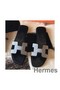 Hermes Oran Sandals In Black Suede With Crystal Replica