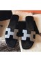 Hermes Oran Sandals In Black Suede With Crystal Replica