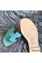 Hermes Oran Sandals In Blue Atoll Swift Leather Replica