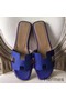 Hermes Oran Sandals In Blue Epsom Leather Replica