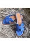 Hermes Oran Sandals In Blue Hydra Ostrich Leather Replica