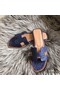 Hermes Oran Sandals In Blue Ostrich Leather Replica
