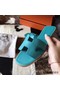 Hermes Oran Sandals In Blue Paon Epsom Leather Replica