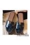 Hermes Oran Sandals In Blue Shiny Niloticus Crocodile Replica