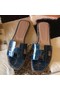 Hermes Oran Sandals In Blue Shiny Niloticus Crocodile Replica