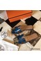 Hermes Oran Sandals In Blue Shiny Niloticus Crocodile Replica