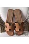 Hermes Oran Sandals In Brown Epsom Leather Replica