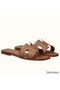 Hermes Oran Sandals In Brown Leather With Stitched Detail Replica