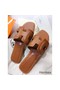 Hermes Oran Sandals In Brown Leather With Stitched Detail Replica