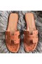 Hermes Oran Sandals In Brown Ostrich Leather Replica