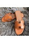Hermes Oran Sandals In Brown Swift Leather Replica