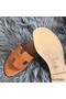 Hermes Oran Sandals In Brown Swift Leather Replica
