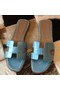 Hermes Oran Sandals In Celeste Shiny Niloticus Crocodile Replica