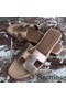 Hermes Oran Sandals In Champagne Swift Leather Replica