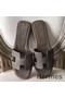 Hermes Oran Sandals In Etoupe Epsom Leather Replica