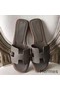 Hermes Oran Sandals In Etoupe Epsom Leather Replica