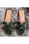 Hermes Oran Sandals In Green Shiny Niloticus Crocodile Replica