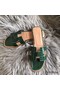 Hermes Oran Sandals In Green Shiny Niloticus Crocodile Replica