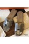 Hermes Oran Sandals In Grey Shiny Niloticus Crocodile Replica