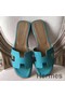 Hermes Oran Sandals In Lagon Epsom Leather Replica