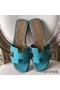 Hermes Oran Sandals In Lagon Epsom Leather Replica