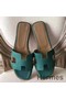 Hermes Oran Sandals In Malachite Epsom Leather Replica