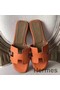 Hermes Oran Sandals In Orange Epsom Leather Replica