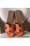 Hermes Oran Sandals In Orange Epsom Leather Replica