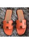 Hermes Oran Sandals In Orange Swift Leather Replica