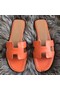 Hermes Oran Sandals In Orange Swift Leather Replica