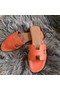 Hermes Oran Sandals In Orange Swift Leather Replica
