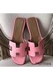 Hermes Oran Sandals In Pink Epsom Leather Replica
