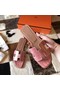 Hermes Oran Sandals In Pink Shiny Niloticus Crocodile Replica