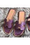 Hermes Oran Sandals In Purple Ostrich Leather Replica