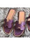 Hermes Oran Sandals In Purple Ostrich Leather Replica