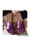Hermes Oran Sandals In Purple Shiny Niloticus Crocodile Replica