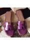 Hermes Oran Sandals In Purple Shiny Niloticus Crocodile Replica